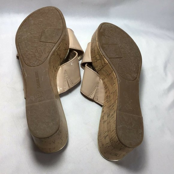 Sam & Libby Beige Criss Cross Cork Wedge Sandal 8 1/2 M - Picture 9 of 9
